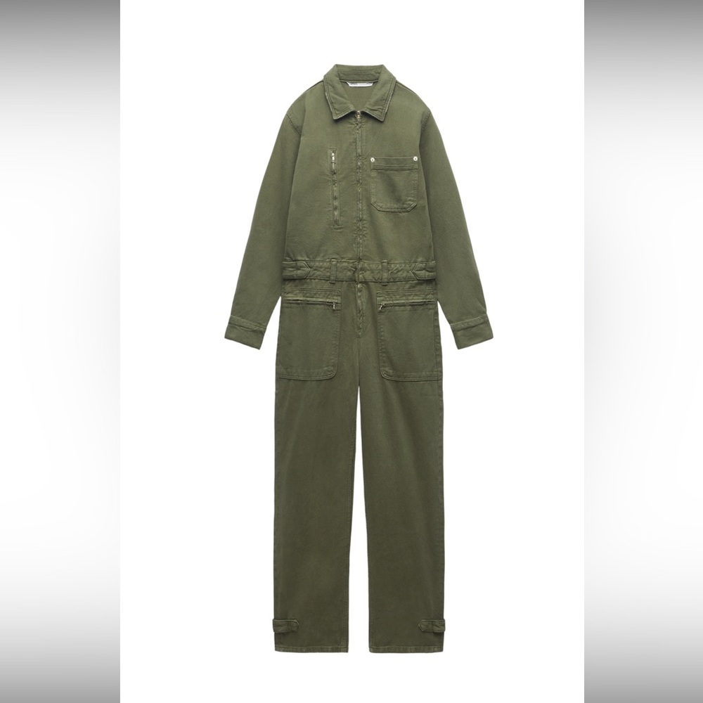 Zara Green utility jumpsuit